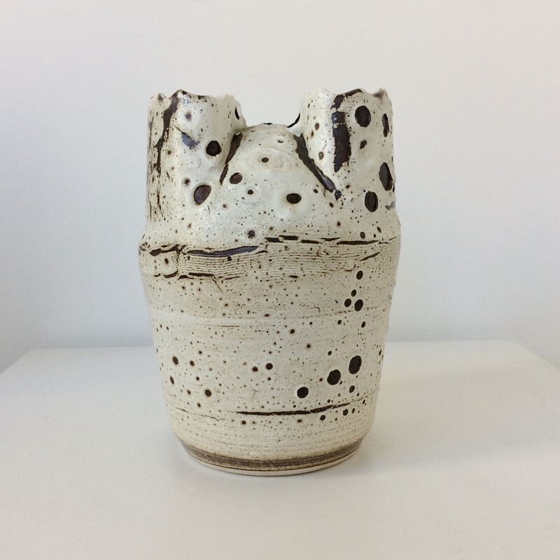 Vintage ceramic vase with two necks, Belgium 1970s