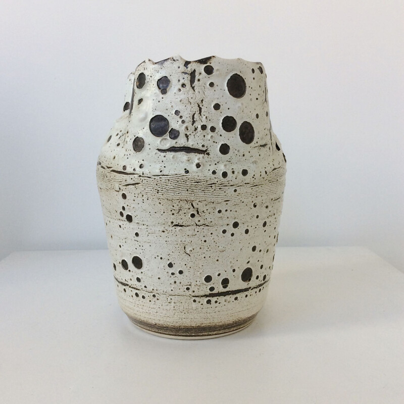 Vintage ceramic vase with two necks, Belgium 1970s