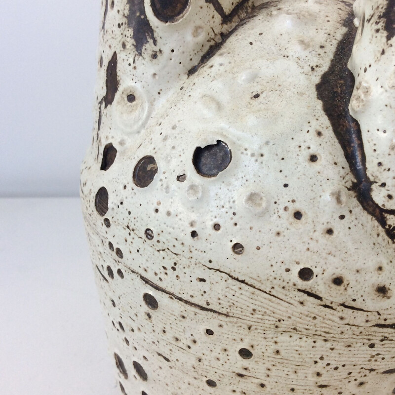 Vintage ceramic vase with two necks, Belgium 1970s