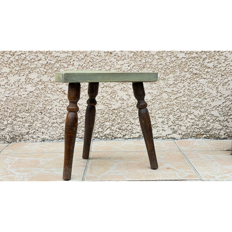 Mini tripod stool vintage wood