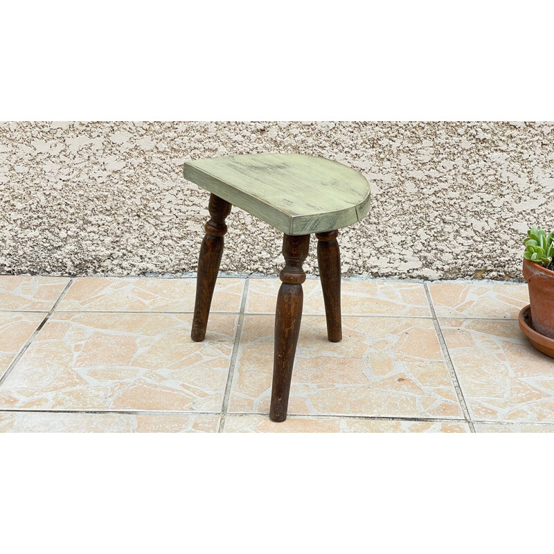 Mini tripod stool vintage wood