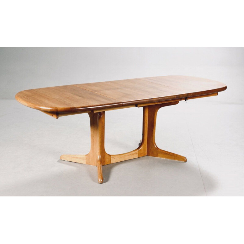 Scandinavian vintage solid oakwood table with extensions, 1960-1970