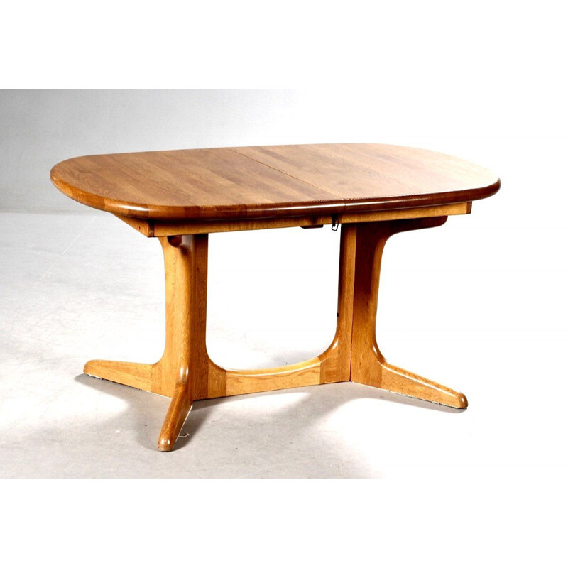 Scandinavian vintage solid oakwood table with extensions, 1960-1970