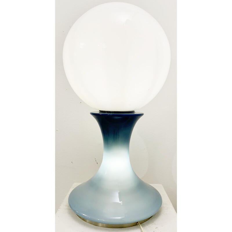 Lámpara de mesa de cristal de Murano azul de Carlo Nason, Italia 1960