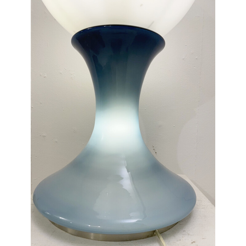 Lámpara de mesa de cristal de Murano azul de Carlo Nason, Italia 1960