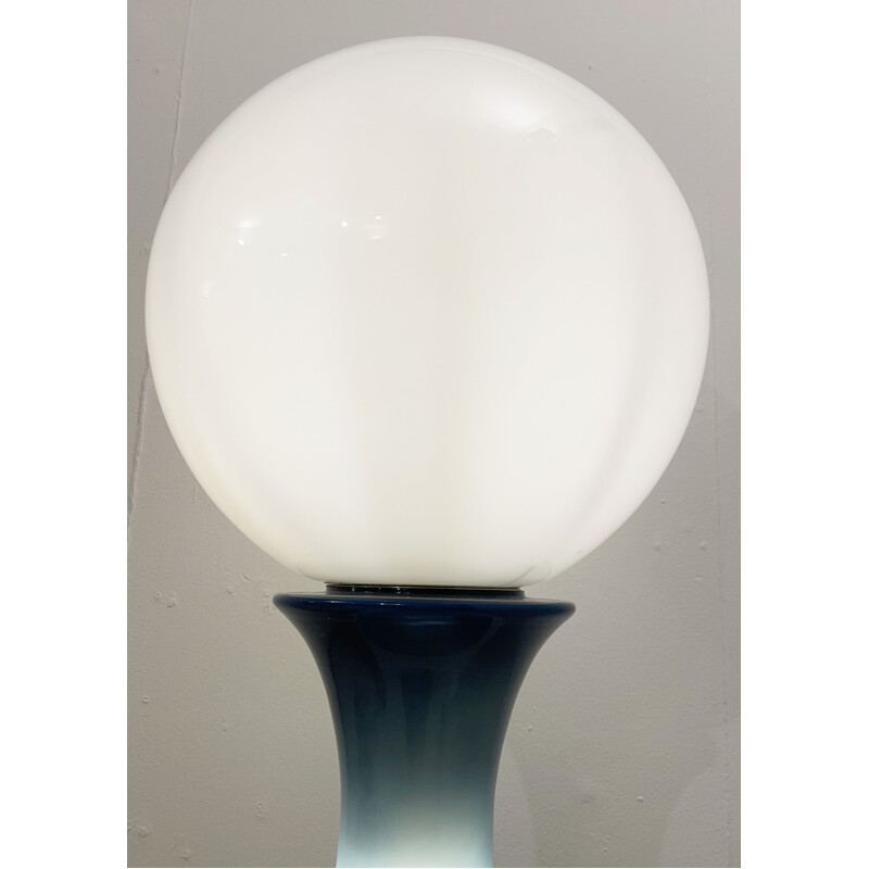 Lampe de table vintage en verre de Murano bleu par Carlo Nason, Italie 1960