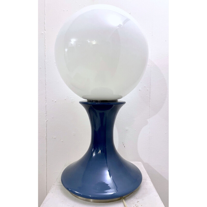 Mid-century blue Murano glass table lamp by Carlo Nason, Italy 1960s