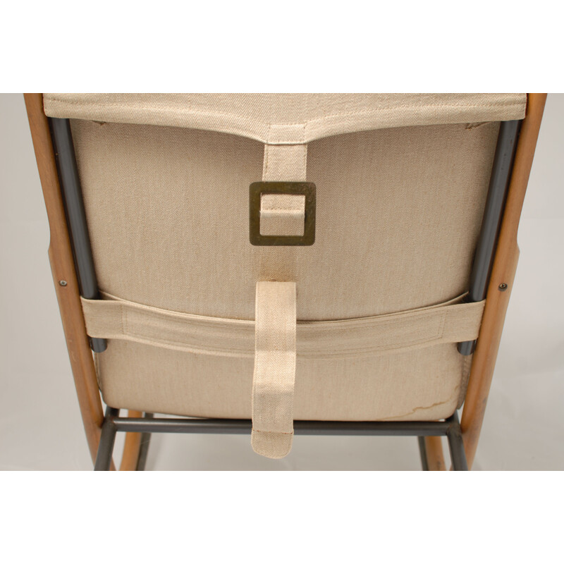 "Nonna" rocking chair in beech and leather, Paul TUTTLE - 1970s