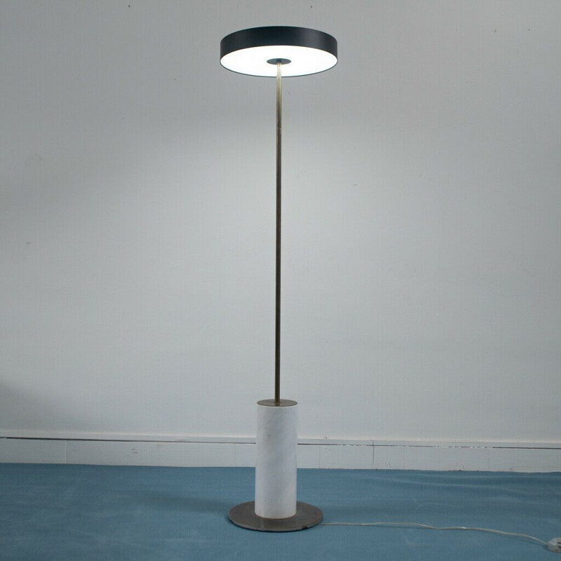 Vintage metal and marble floor lamp, 1950