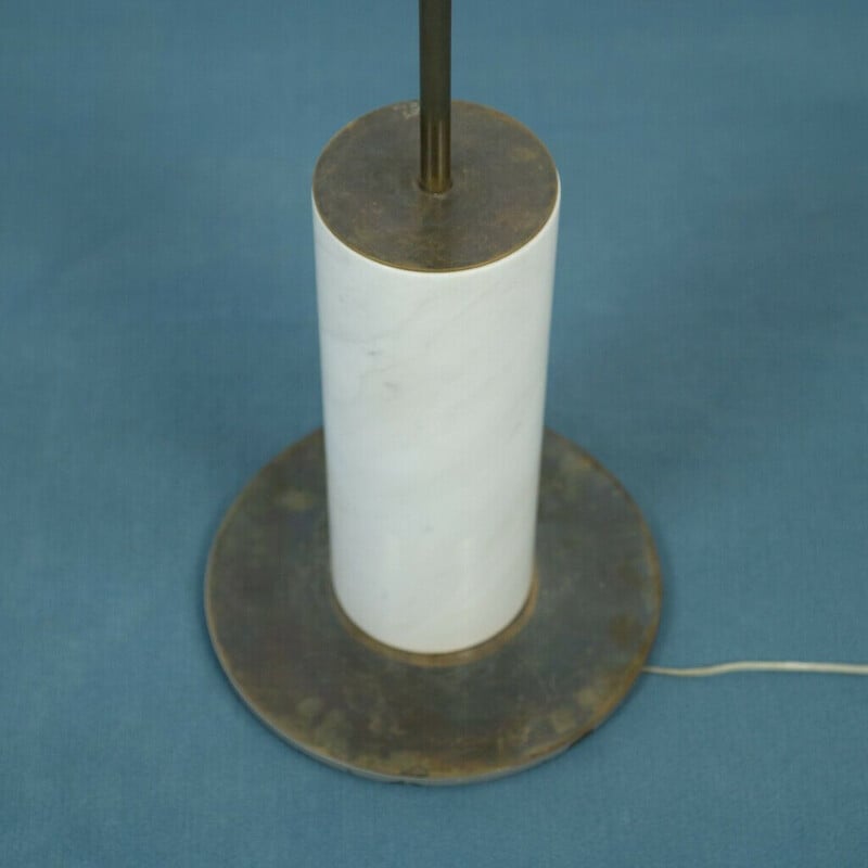 Lámpara de pie vintage de metal y mármol, 1950