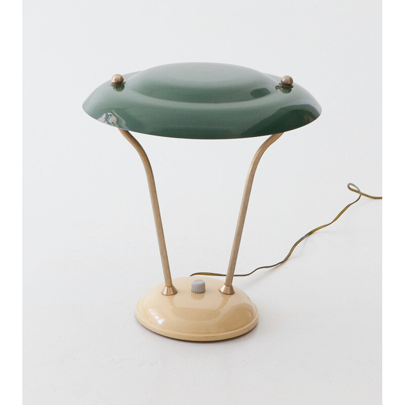Lámpara de mesa vintage de latón, Italia 1950