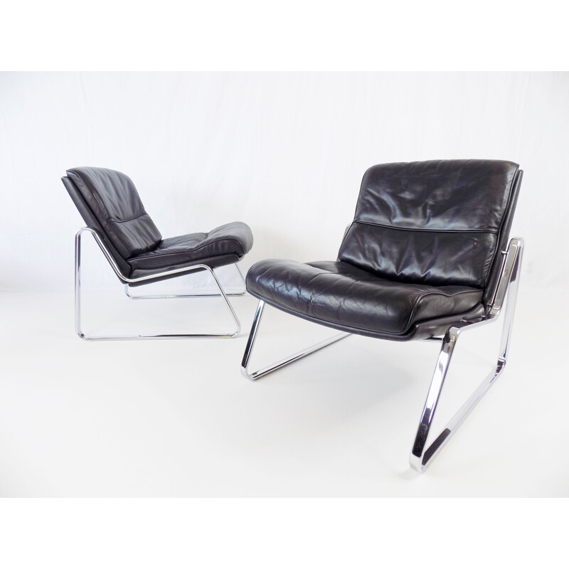 Pair of vintage Drabert leather armchairs by Gerd Lange, 1970s