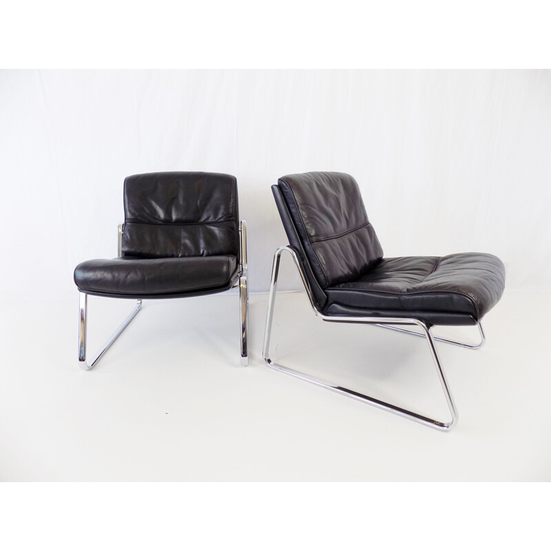 Pair of vintage Drabert leather armchairs by Gerd Lange, 1970s