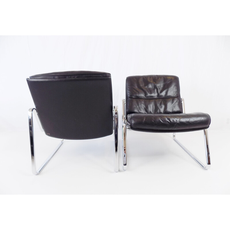 Pair of vintage Drabert leather armchairs by Gerd Lange, 1970s