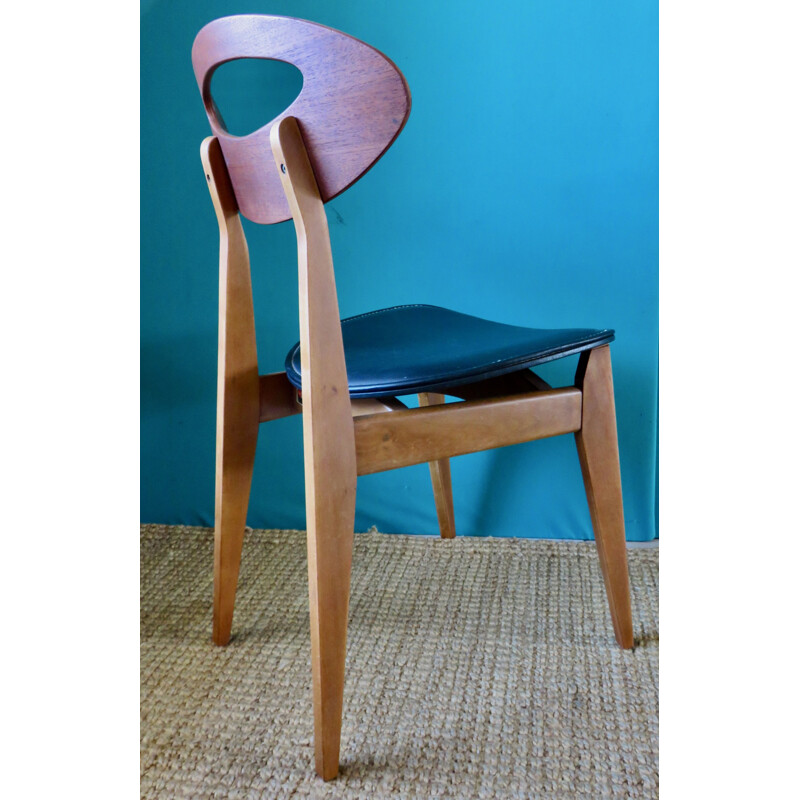 6 vintage stoelen van Roger LANDAULT voor Sentou, Frankrijk 1950