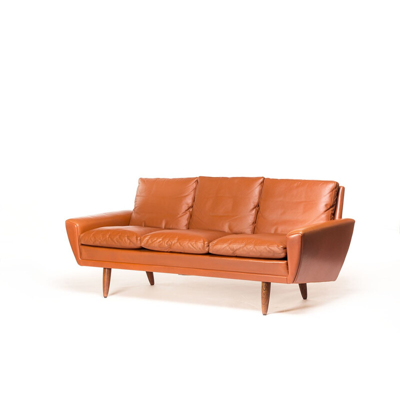 Vejen Pølstermøbelfabrik 3-seater sofa in leather and teak, Georg THAMS - 1960s