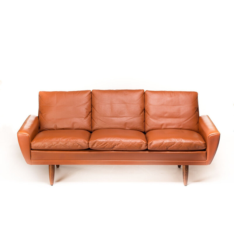 Vejen Pølstermøbelfabrik 3-seater sofa in leather and teak, Georg THAMS - 1960s