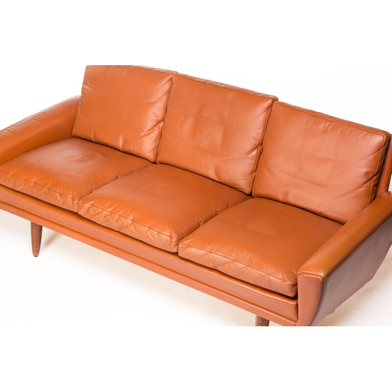 Vejen Pølstermøbelfabrik 3-seater sofa in leather and teak, Georg THAMS - 1960s