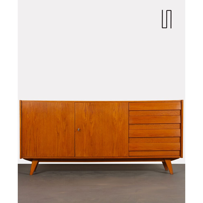 Vintage oak sideboard model U-460 by Jiroutek for Interier Praha, 1960