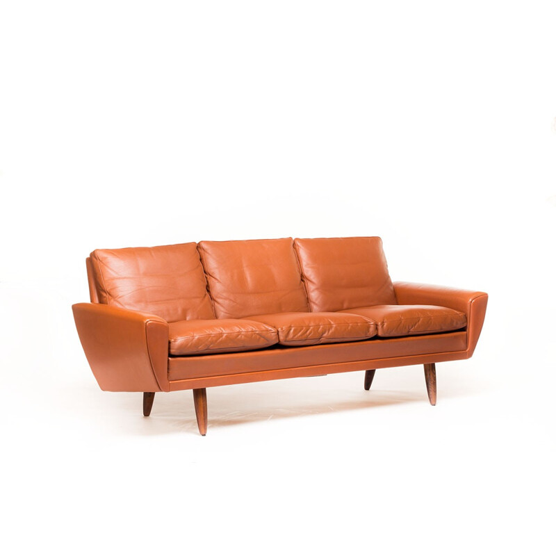 Vejen Pølstermøbelfabrik 3-seater sofa in leather and teak, Georg THAMS - 1960s