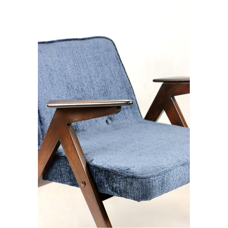 Mid-century bunny armchair in Navy Blue by Józef Chierowski, 1970s