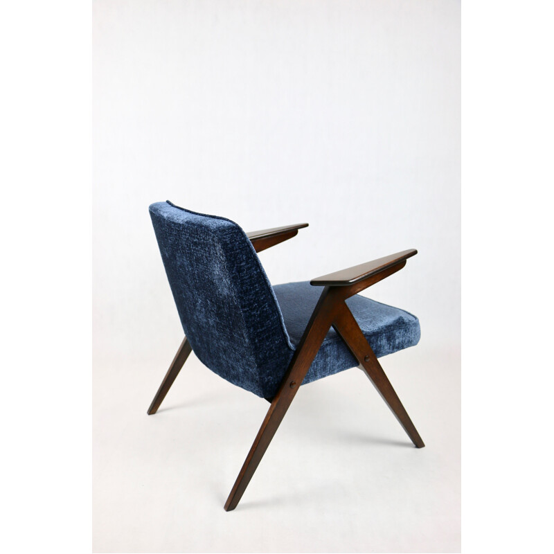 Mid-century bunny armchair in Navy Blue by Józef Chierowski, 1970s