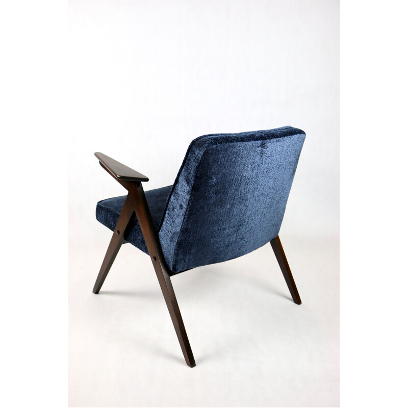 Mid-century bunny armchair in Navy Blue by Józef Chierowski, 1970s