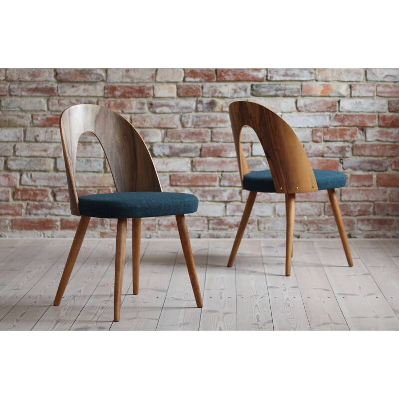 4 chaises de salle à manger vintage en tissu kvadrat d'Antonin Šuman