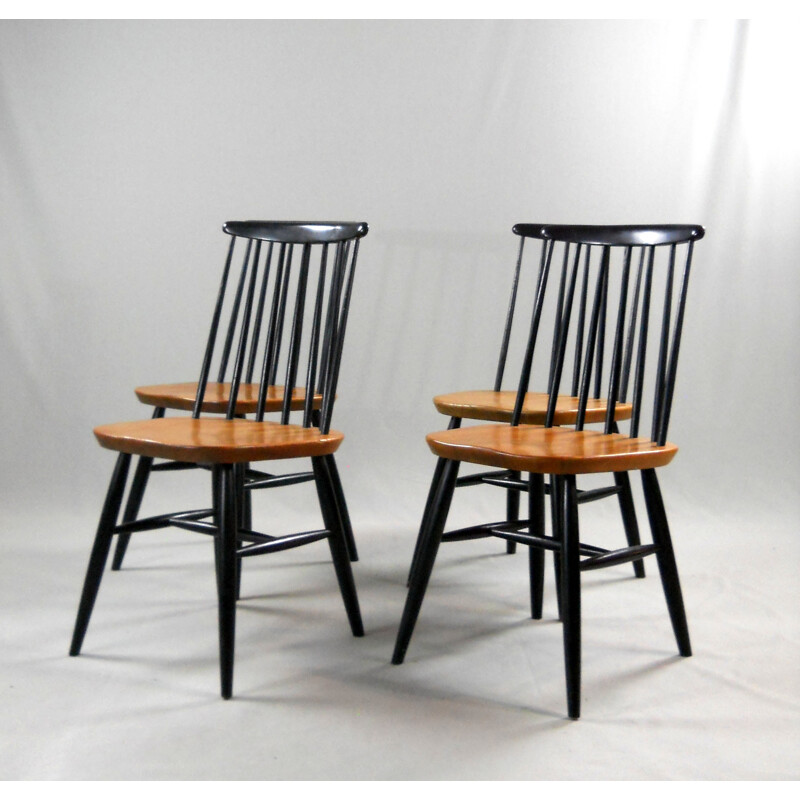 Lot de 4 chaises noires - 1960