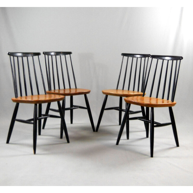 Set of 4 black chairs - 1960s