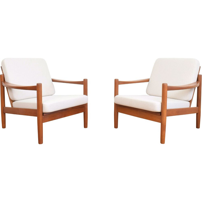 Pair of mid-century Danish teak armchairs, 1970s