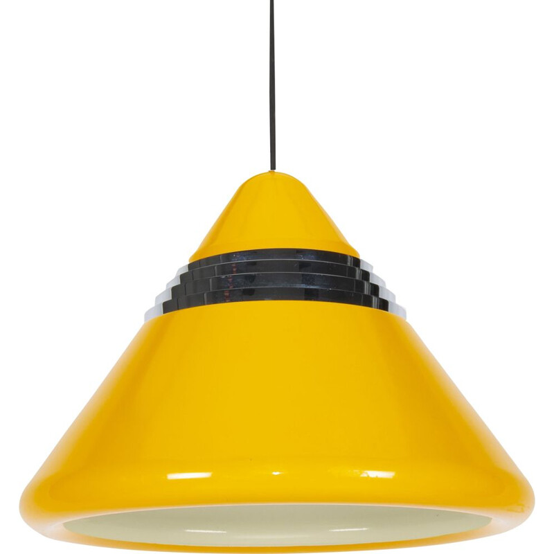 Vintage yellow cone pendant lamp by Kazuo Motozawa for Staff, 1970s