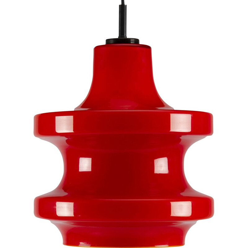 Vintage "Peil & Putzler" red glass pendant lamp  