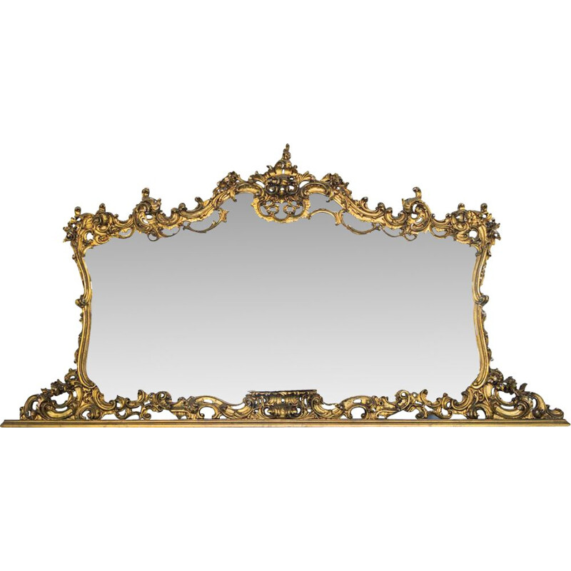 Vintage gilt-framed wood wall mirror, 1950