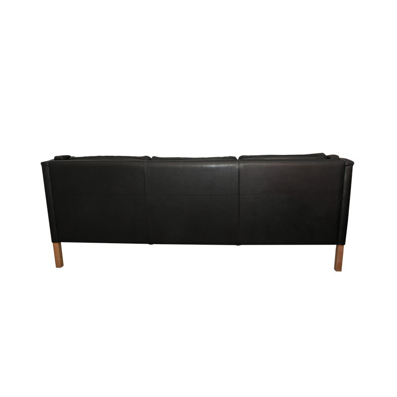 Stouby 3 seater sofa in black leather - 1960s