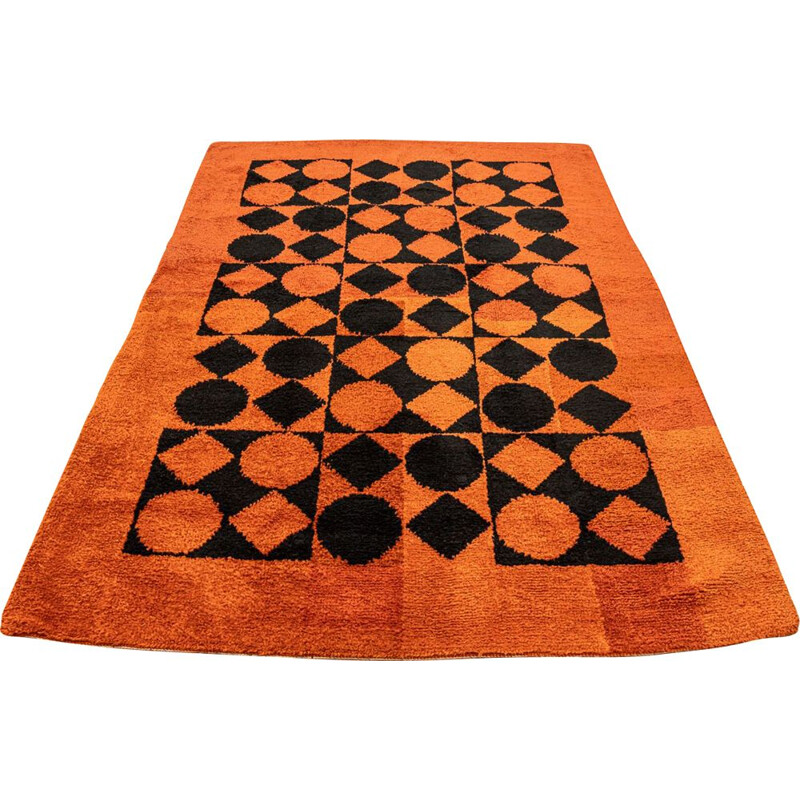 Alfombra vintage de lana naranja, Alemania 1970