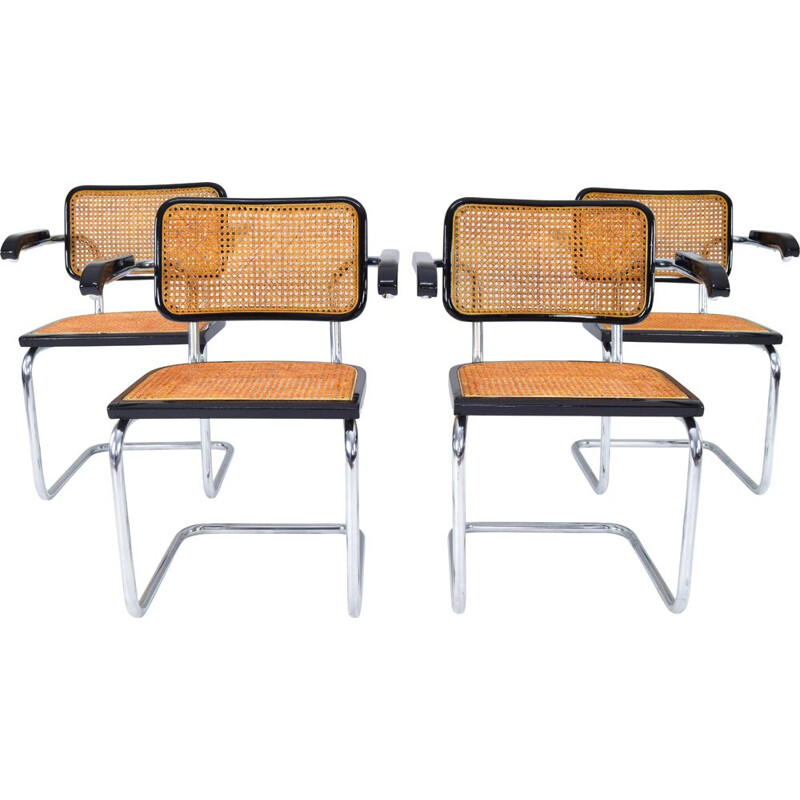 Set of 4 mid-century Italian B64 Cesca chairs by Marcel Breuer, 1970