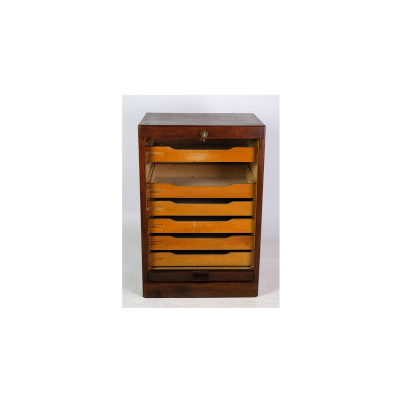 Vintage Jalousi cabinet in polished wood with drawers, 1960s