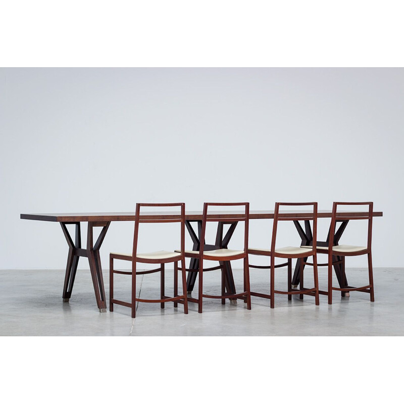 Vintage rosewood conference table by Ico Parisi for Mim, Roma 1958