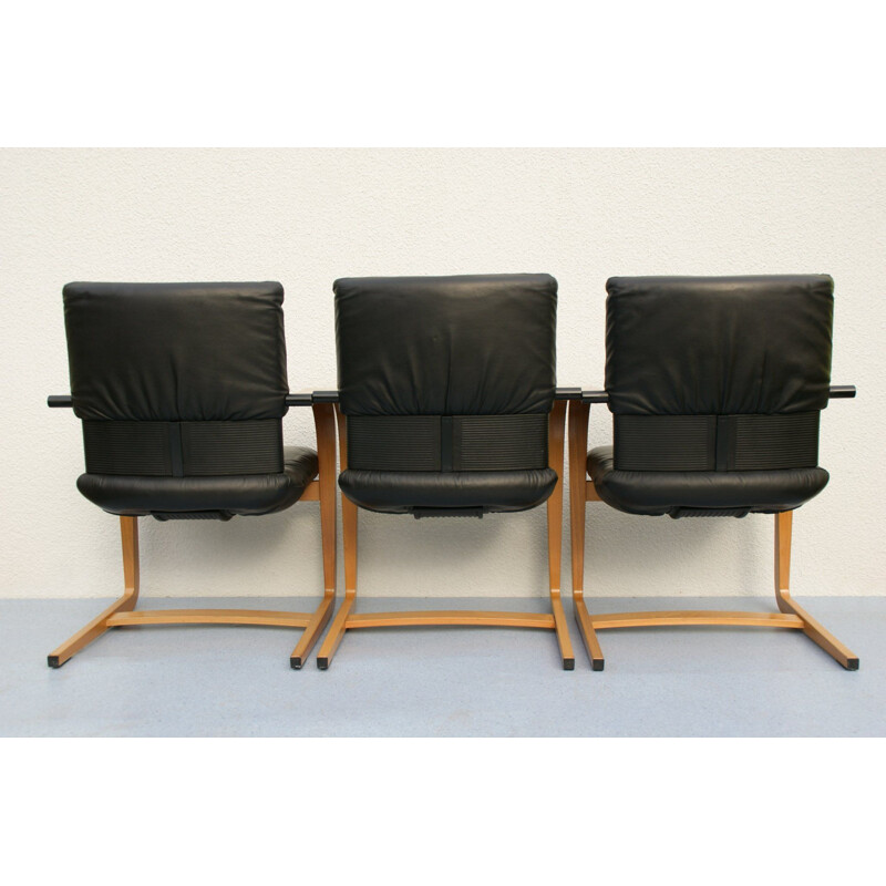 Conjunto de 6 cadeiras cantilever de couro Figura de Mario Bellini para Vitra, 1990