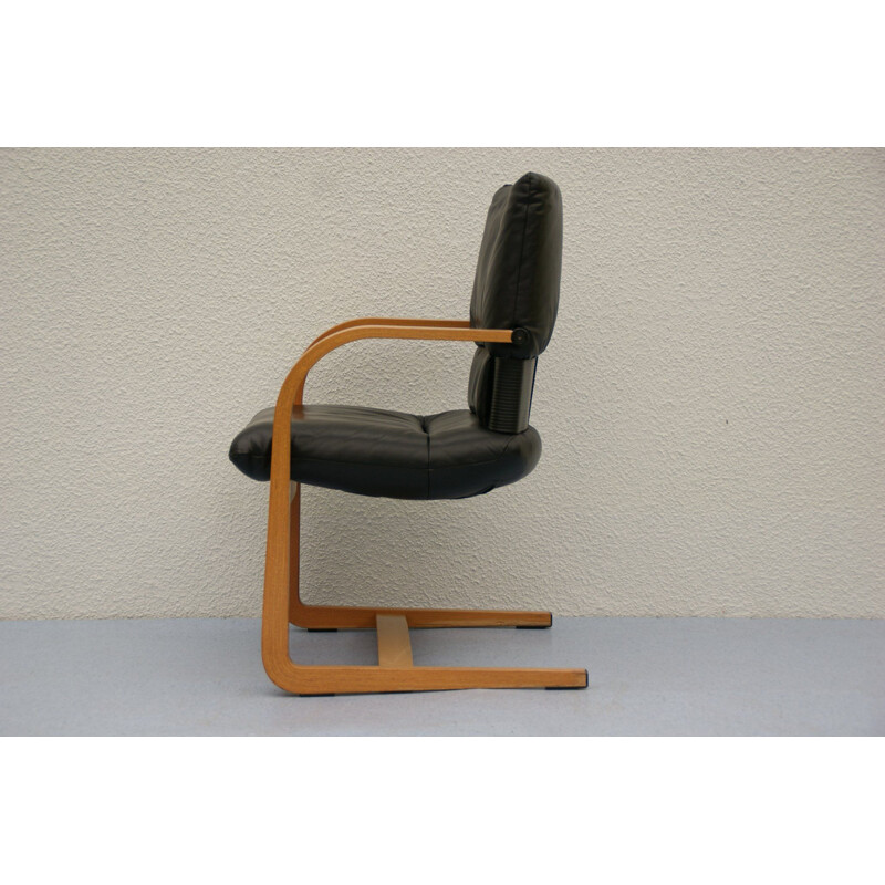 Set van 6 vintage Figura lederen sledestoelen van Mario Bellini voor Vitra, 1990