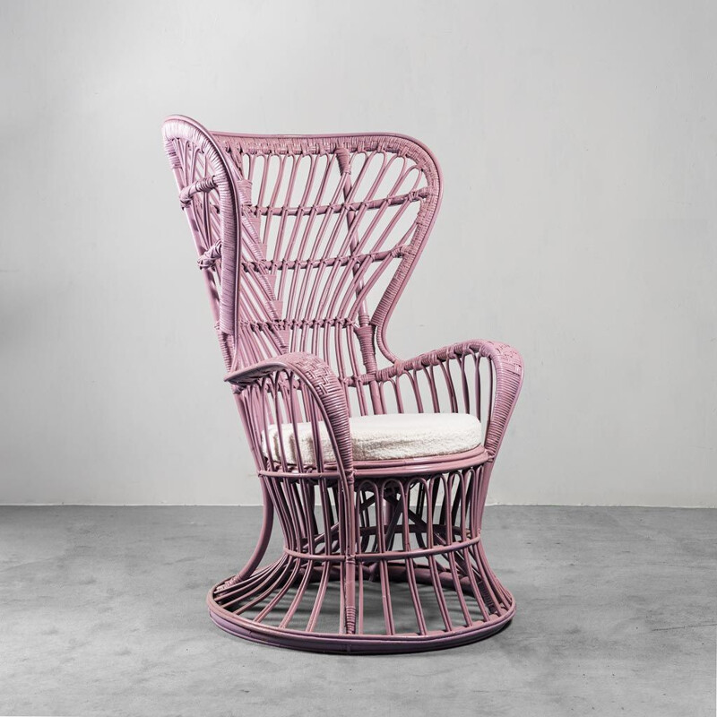 Vintage rotan fauteuil van Lio Carminati en Gio Ponti voor Casa e Giardino, 1950