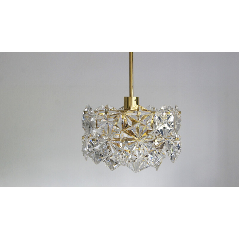 German vintage gold chandelier Royal Kristall by Kinkeldey, 1960s