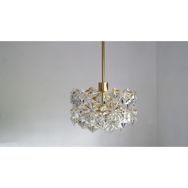 German vintage gold chandelier Royal Kristall by Kinkeldey, 1960s