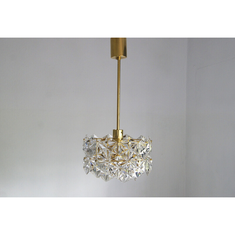 Lustre allemand vintage Royal Kristall en or par Kinkeldey, 1960