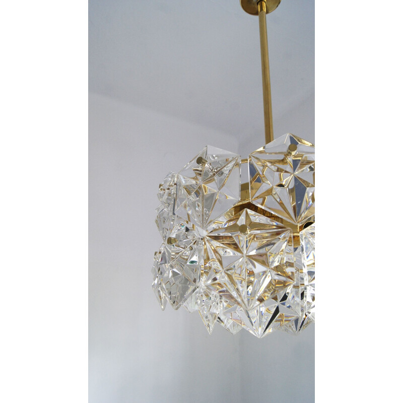 German vintage gold chandelier Royal Kristall by Kinkeldey, 1960s