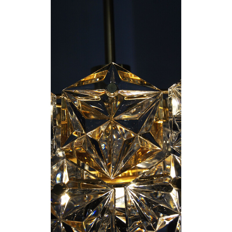 Deutscher Vintage-Kronleuchter Royal Kristall in Gold von Kinkeldey, 1960