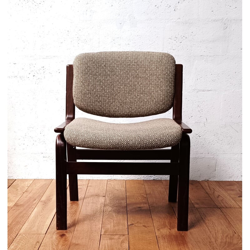 Vintage chair in dark wood and wool