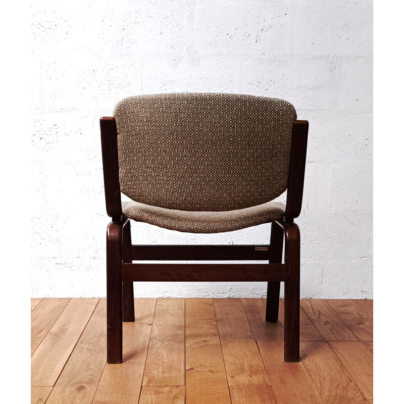 Cadeira Vintage em madeira escura e lã