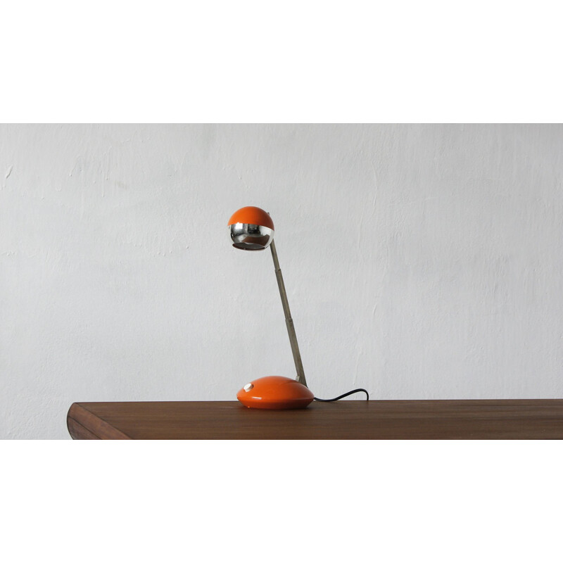 Vintage orange German plastic and steel table lamp by Eichhoff Werke, 1970s